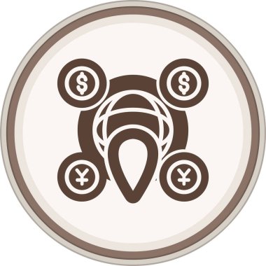 World Financial Glyph kahverengi çember. Web Kullanımı için Vektör İllüstrasyonu