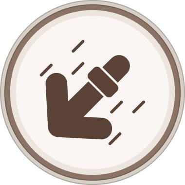 Down Left Arrow Glyph brown circle. Vector Illustration For Web Use