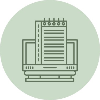 Masaüstü Bilgisayar Yeşil Çember. Web Kullanımı için Vektör İllüstrasyonu