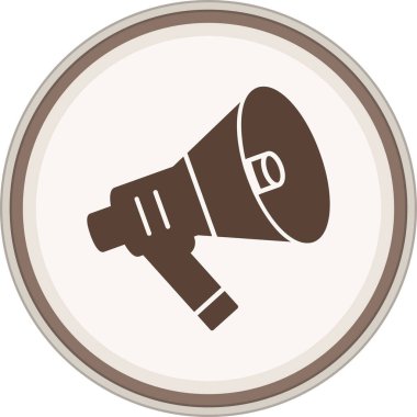 Megaphone Glyph brown circle. Vector Illustration For Web Use