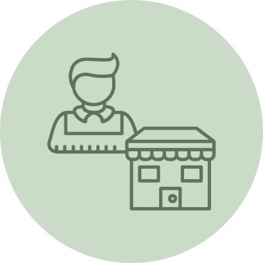 Küçük işletme sahibi yeşil daire. Web Kullanımı için Vektör İllüstrasyonu