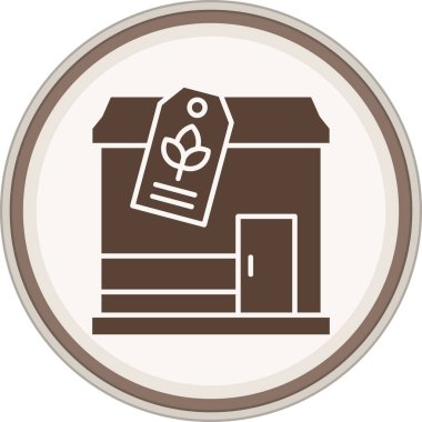 Glyph kahverengi daire etiketi. Web Kullanımı için Vektör İllüstrasyonu