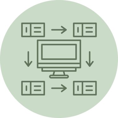 Çalışma Akımı Yeşil Çember. Web Kullanımı için Vektör İllüstrasyonu