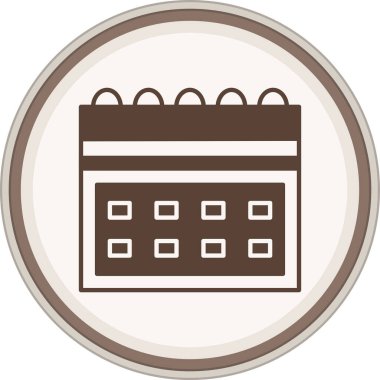 Calendar Glyph brown circle. Vector Illustration For Web Use