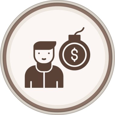 Borç Glyph kahverengi çember. Web Kullanımı için Vektör İllüstrasyonu