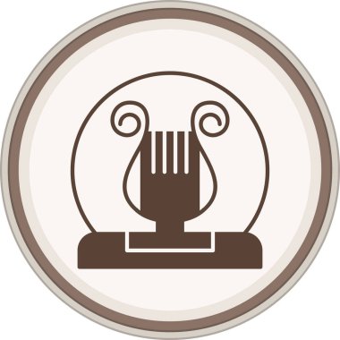 Harp sembolü kahverengi daire. Web Kullanımı için Vektör İllüstrasyonu