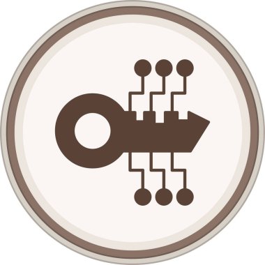 Dijital Key Glyph kahverengi çember. Web Kullanımı için Vektör İllüstrasyonu