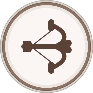Bow And Arrow Glyph brown circle. Vector Illustration For Web Use