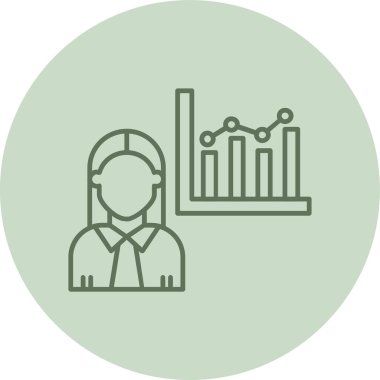 İstatistikçi Yeşil Çember. Web Kullanımı için Vektör İllüstrasyonu