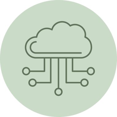 Bulut Hesaplayan Yeşil Çember. Web Kullanımı için Vektör İllüstrasyonu