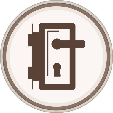 Locked Door Glyph brown circle. Vector Illustration For Web Use