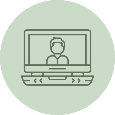 Laptop yeşil daire. Web Kullanımı için Vektör İllüstrasyonu