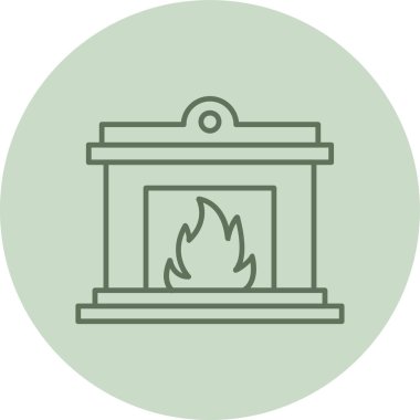 Fireplace green Circle. Vector Illustration For Web Use