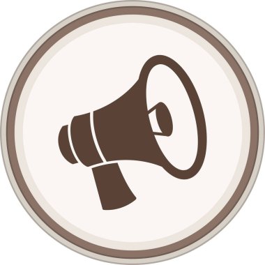 Megaphone Glyph brown circle. Vector Illustration For Web Use