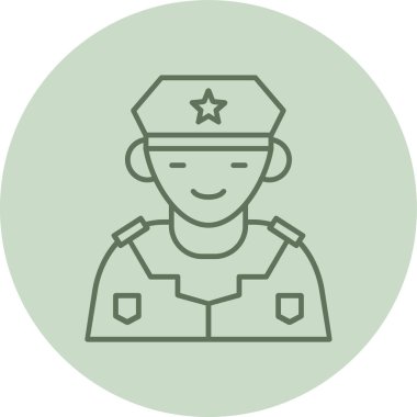 Military Officer green Circle. Vector Illustration For Web Use