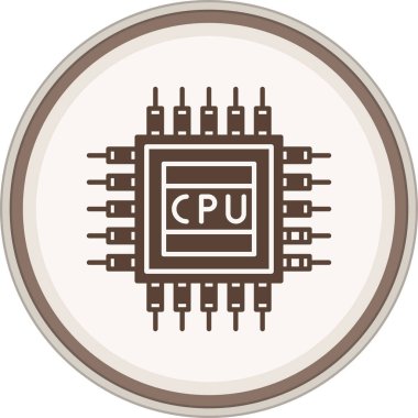 İşlemci Glyph kahverengi daire. Web Kullanımı için Vektör İllüstrasyonu