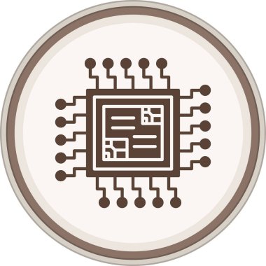 Processor Glyph brown circle. Vector Illustration For Web Use