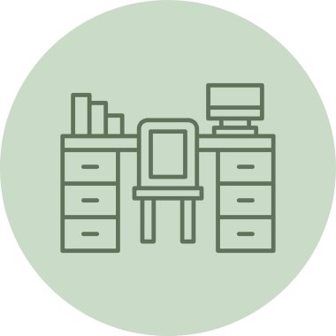 Desk Chair green Circle. Vector Illustration For Web Use