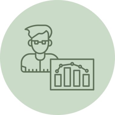 Veri bilimci yeşil çember. Web Kullanımı için Vektör İllüstrasyonu