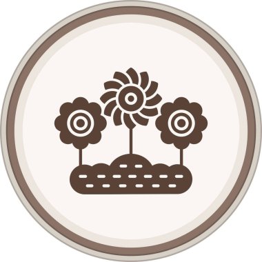 Flower Glyph kahverengi daire. Web Kullanımı için Vektör İllüstrasyonu