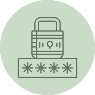 Asma kilit yeşil daire. Web Kullanımı için Vektör İllüstrasyonu