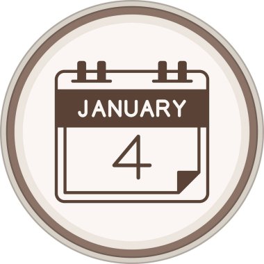 4 Ocak Glyph kahverengi daire. Web Kullanımı için Vektör İllüstrasyonu