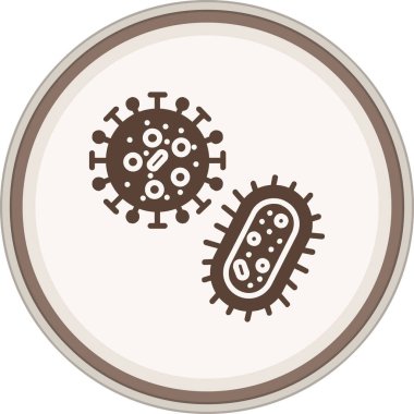 Virüs kabartmalı kahverengi daire. Web Kullanımı için Vektör İllüstrasyonu