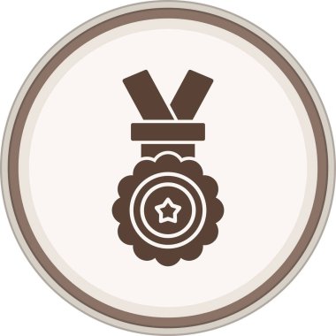 Medal Glyph brown circle. Vector Illustration For Web Use