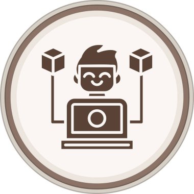 Blockchain Developer Glyph brown circle. Vector Illustration For Web Use
