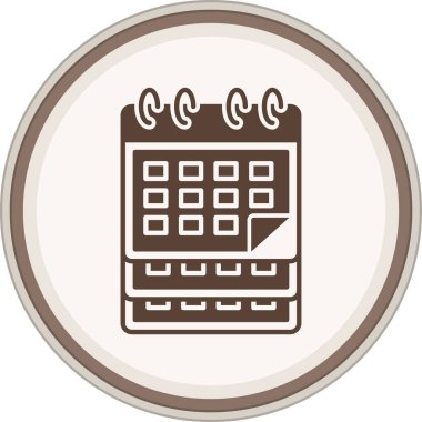 Calendar Glyph brown circle. Vector Illustration For Web Use