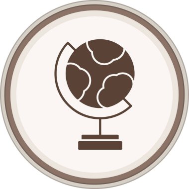 Dünya Globe Glyph kahverengi dairesi. Web Kullanımı için Vektör İllüstrasyonu