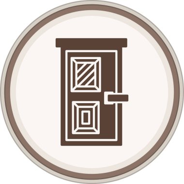 Ön kapı kabartma kahverengi daire. Web Kullanımı için Vektör İllüstrasyonu