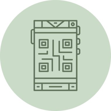 QR Kodu Yeşil Çember. Web Kullanımı için Vektör İllüstrasyonu