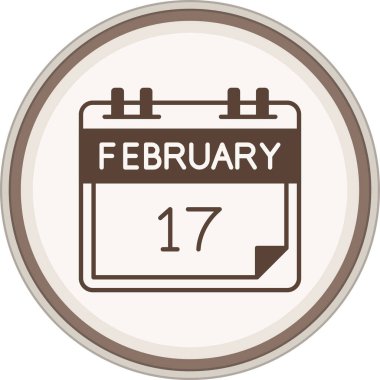 17 Şubat kahverengi çember. Web Kullanımı için Vektör İllüstrasyonu