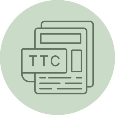 TTC Dosya Yeşil Çember. Web Kullanımı için Vektör İllüstrasyonu
