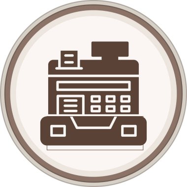 Cash Register Glyph brown circle. Vector Illustration For Web Use