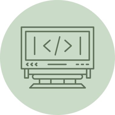 Yeşil Çember kodlanıyor. Web Kullanımı için Vektör İllüstrasyonu