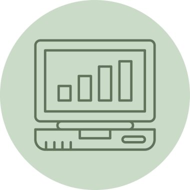 Laptop yeşil daire. Web Kullanımı için Vektör İllüstrasyonu