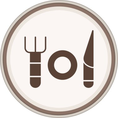 Yemek takımı Glyph kahverengi çember. Web Kullanımı için Vektör İllüstrasyonu