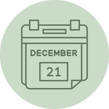 21 Aralık Tarih Yeşil Çember. Web Kullanımı için Vektör İllüstrasyonu