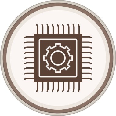 İşlemci Glyph kahverengi daire. Web Kullanımı için Vektör İllüstrasyonu