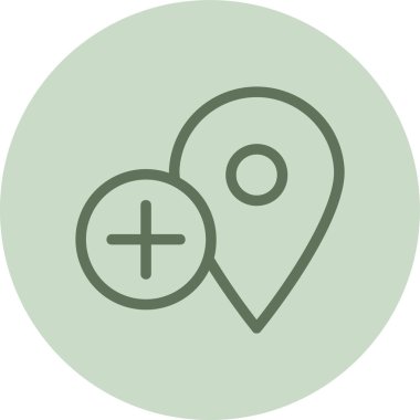 Harita işaretleyici artı yeşil daire. Web Kullanımı için Vektör İllüstrasyonu