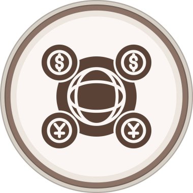 World Financial Glyph kahverengi çember. Web Kullanımı için Vektör İllüstrasyonu