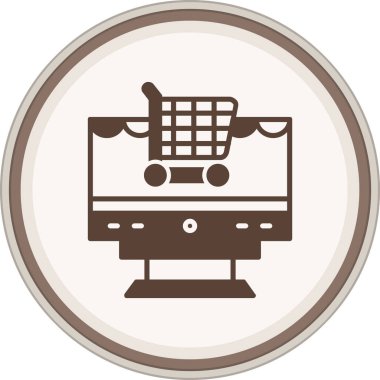 Çevrimiçi Glyph kahverengi daire alışverişi. Web Kullanımı için Vektör İllüstrasyonu