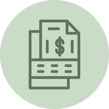 Dosya-fatura-dolar yeşil daire. Web Kullanımı için Vektör İllüstrasyonu