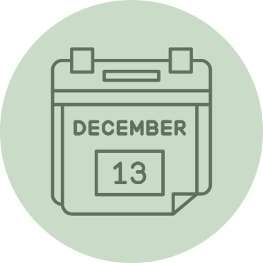 13 Aralık Tarih Yeşil Çember. Web Kullanımı için Vektör İllüstrasyonu