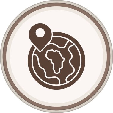 Dünya Glyph kahverengi dairesi. Web Kullanımı için Vektör İllüstrasyonu