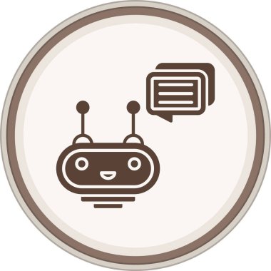 Chatbot Glyph kahverengi daire. Web Kullanımı için Vektör İllüstrasyonu