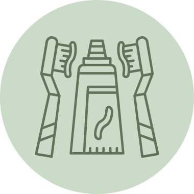 Diş fırçaları yeşil daire. Web Kullanımı için Vektör İllüstrasyonu