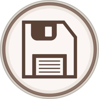 Floppy Disk Glyph brown circle. Vector Illustration For Web Use